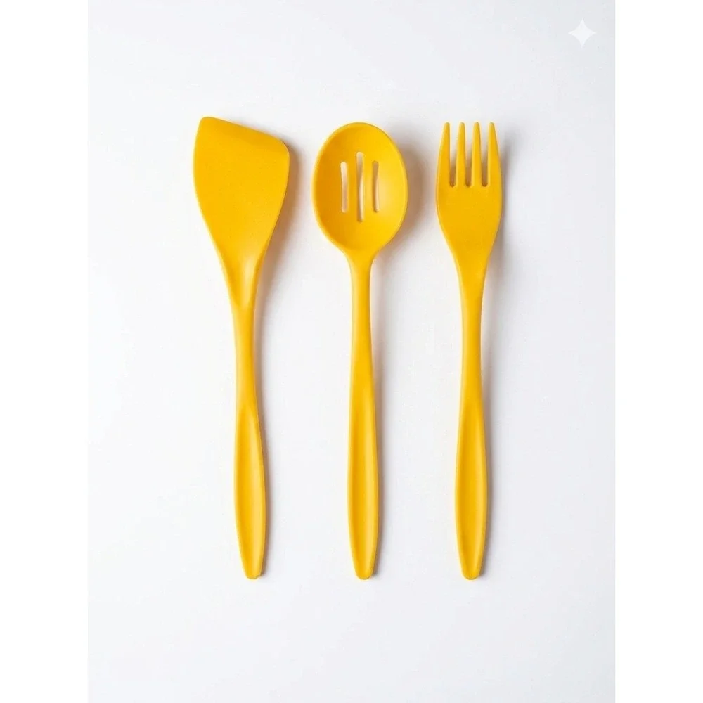Vintage Rosti Mepal Denmark Melamine Kitchen Utensil Set Yellow 3‎ Piece MCM